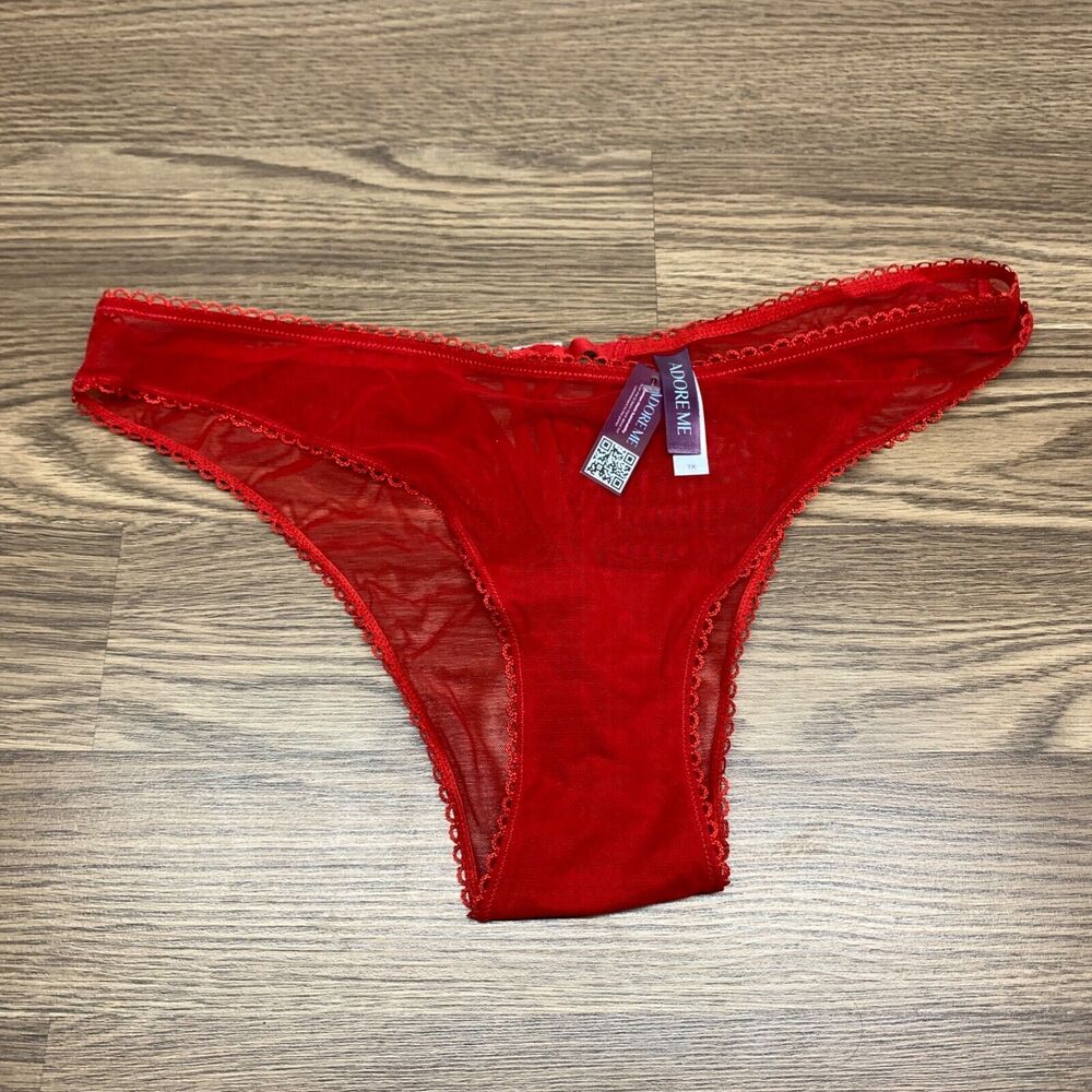Women’s Adore Me Red Lace See Through Underwear Panties‎ Size XL NWT
